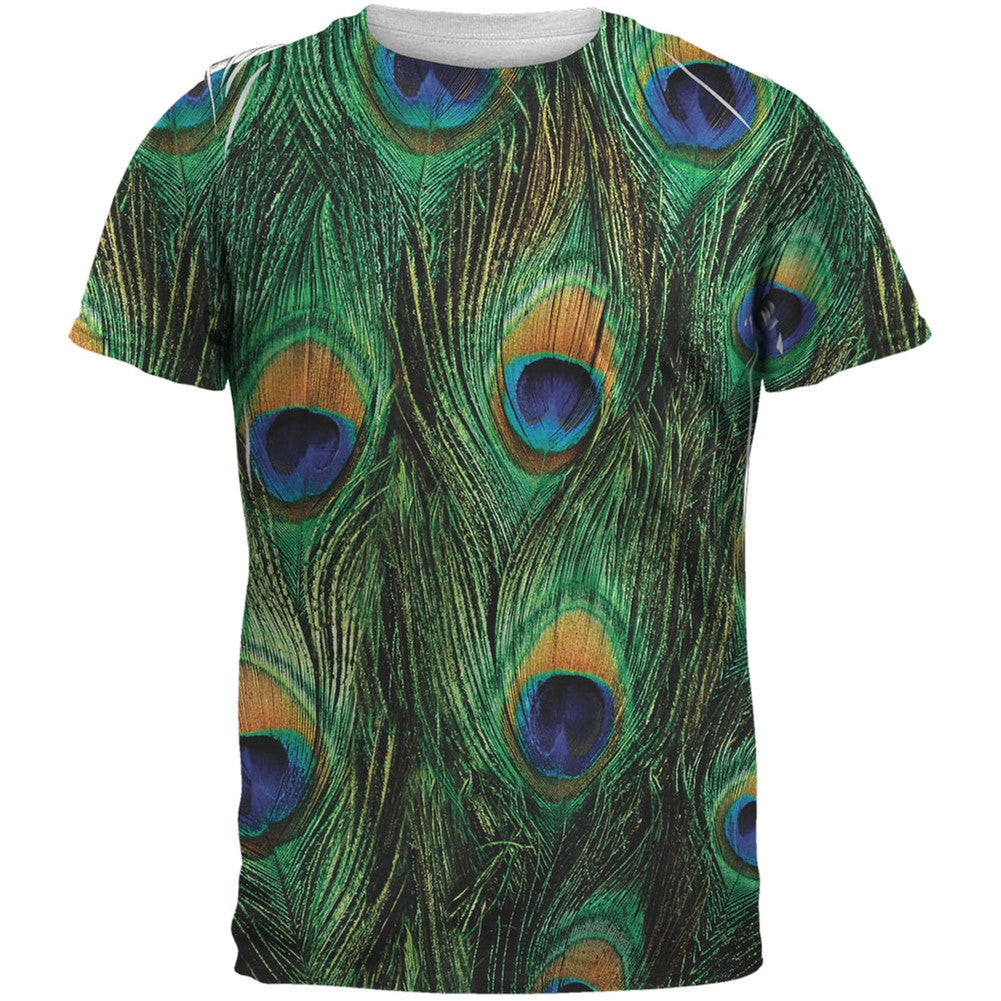 Peacock Feathers All Over Adult T-Shirt Men's T-Shirts Paw Patrol   