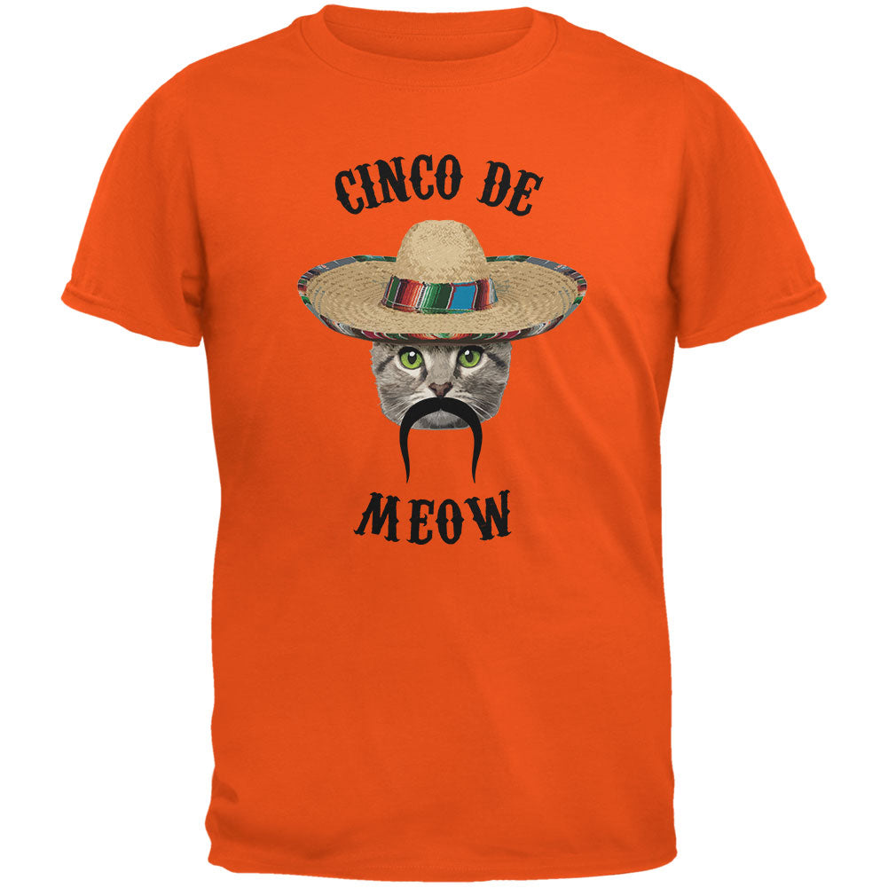 Funny Cat Cinco de Mayo Meow Orange Youth T-Shirt Youth T-Shirts Old Glory LG Orange 