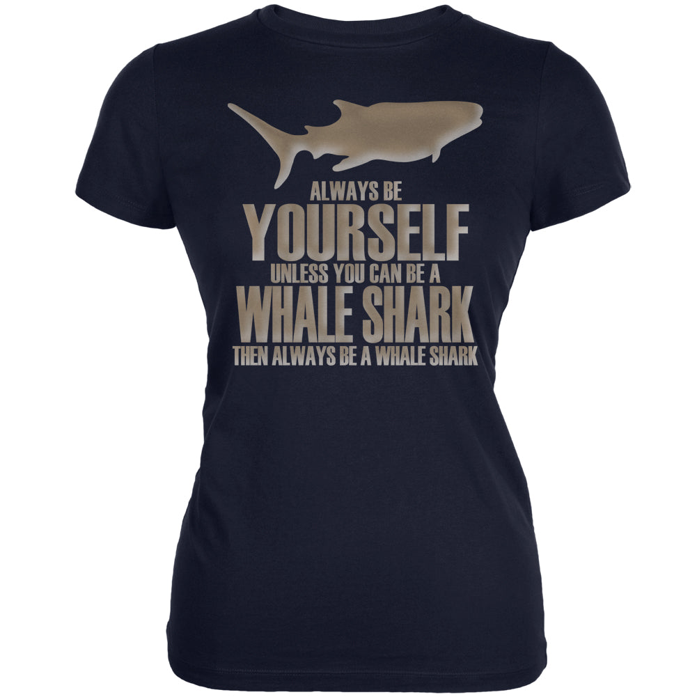 Always Be Yourself Whale Shark Navy Juniors Soft T-Shirt Juniors T-Shirts Old Glory 2XL Dark Blue 