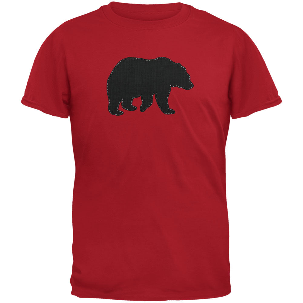 Bear Faux Stitched Red Adult T-Shirt Men's T-Shirts Old Glory 2XL Red 