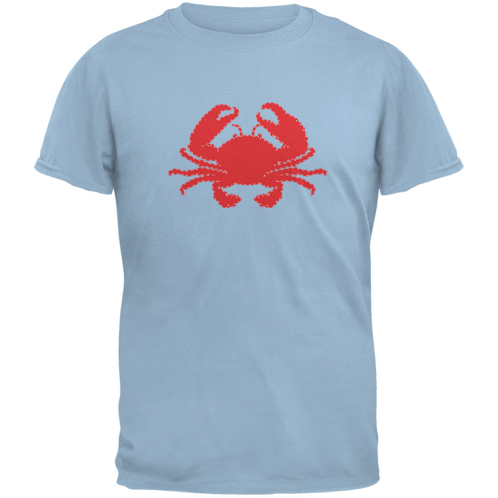 Summer - Crab Faux Stitched Light Blue Adult T-Shirt Men's T-Shirts Old Glory 2XL Light Blue 