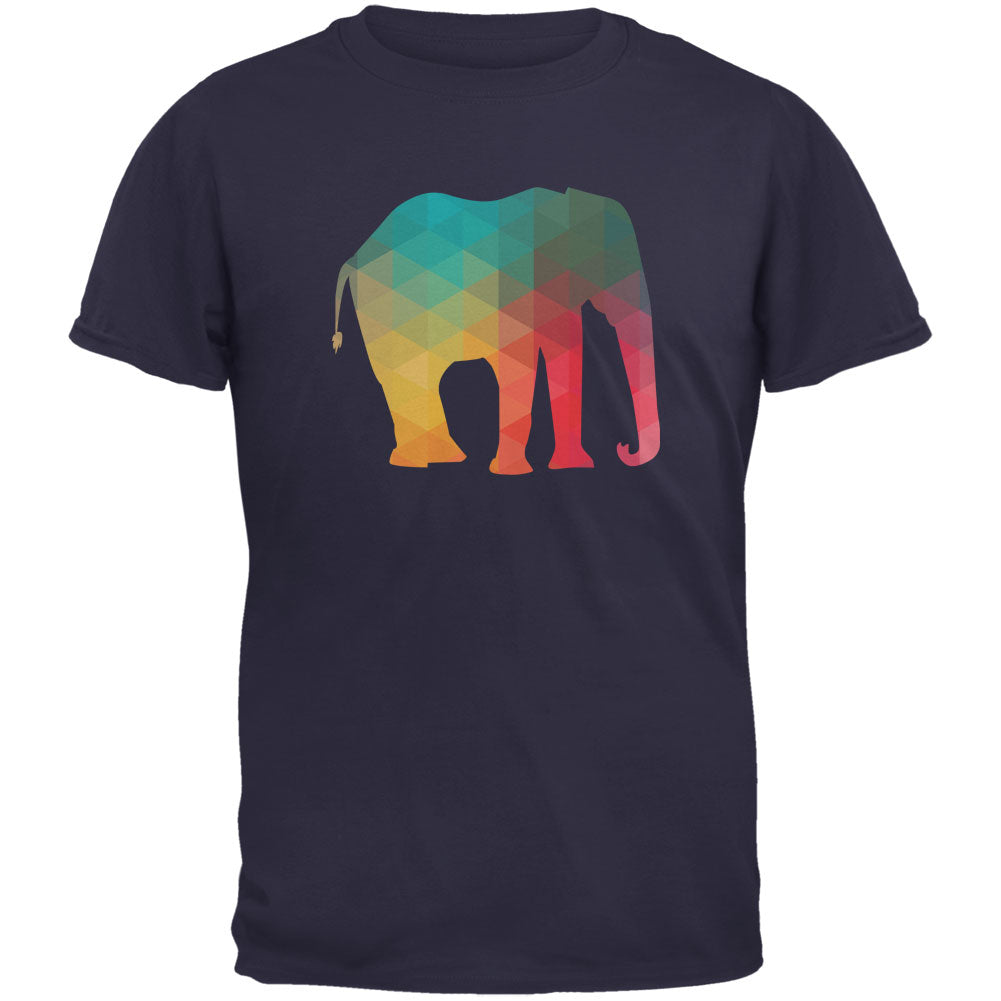 Elephant Geometric Navy Adult T-Shirt Men's T-Shirts Old Glory 2XL Dark Blue 