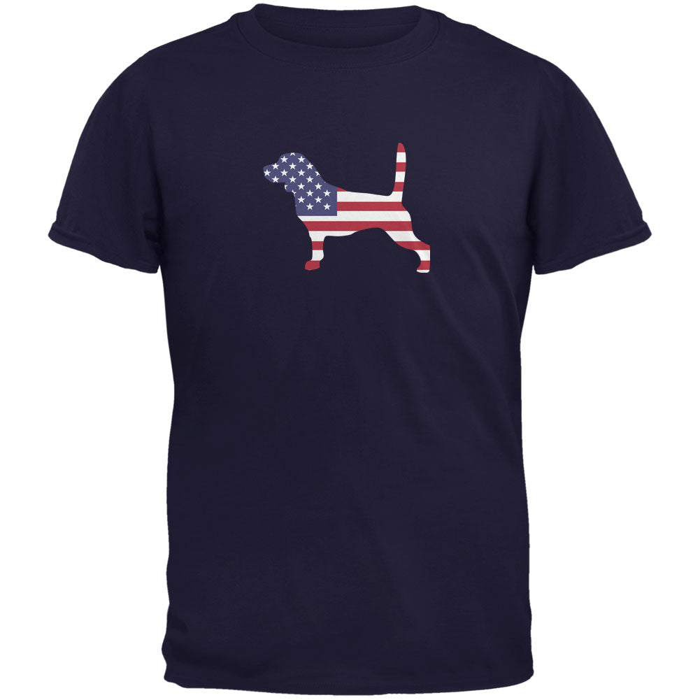 4th of July Patriotic Dog Beagle Navy Adult T-Shirt Men's T-Shirts Old Glory 2XL Dark Blue 