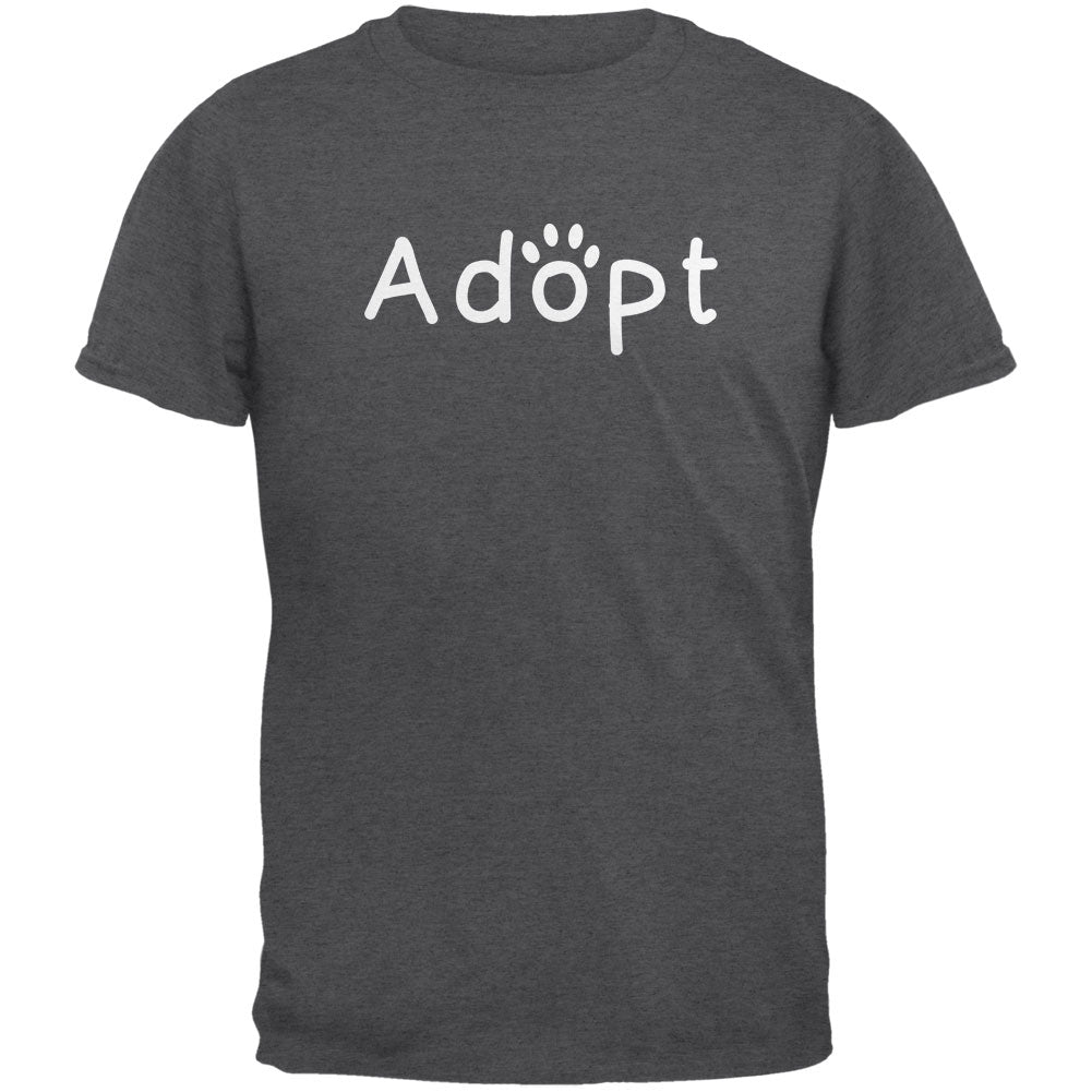 Adopt Cat Dog Paw Dark Heather Adult T-Shirt Men's T-Shirts Old Glory 2XL Grey 