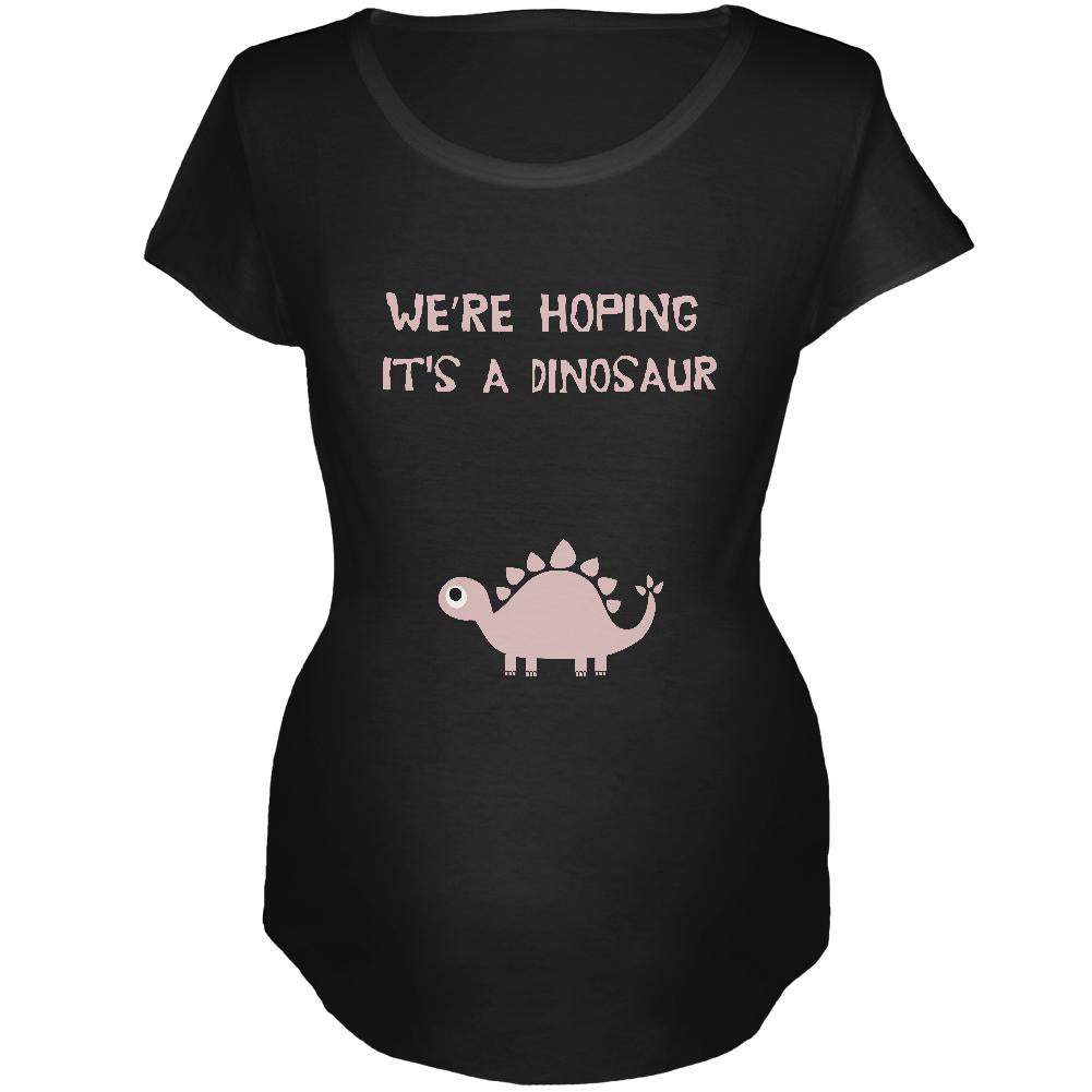 We're Hoping It's A Dinosaur Girl Black Maternity Soft T-Shirt Men's T-Shirts Old Glory 2XL Black 