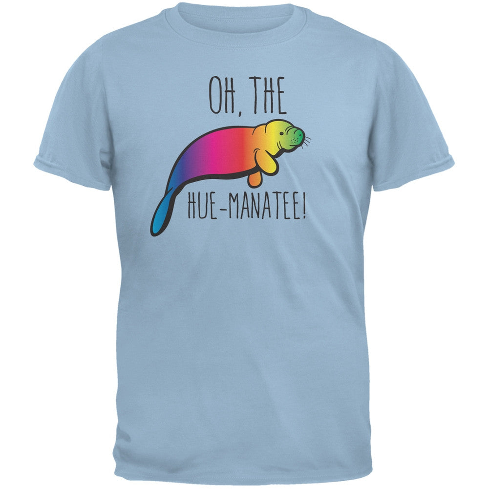 PAWS - Oh The Hue-Manatee Light Blue Adult T-Shirt Men's T-Shirts Old Glory 2XL Light Blue 