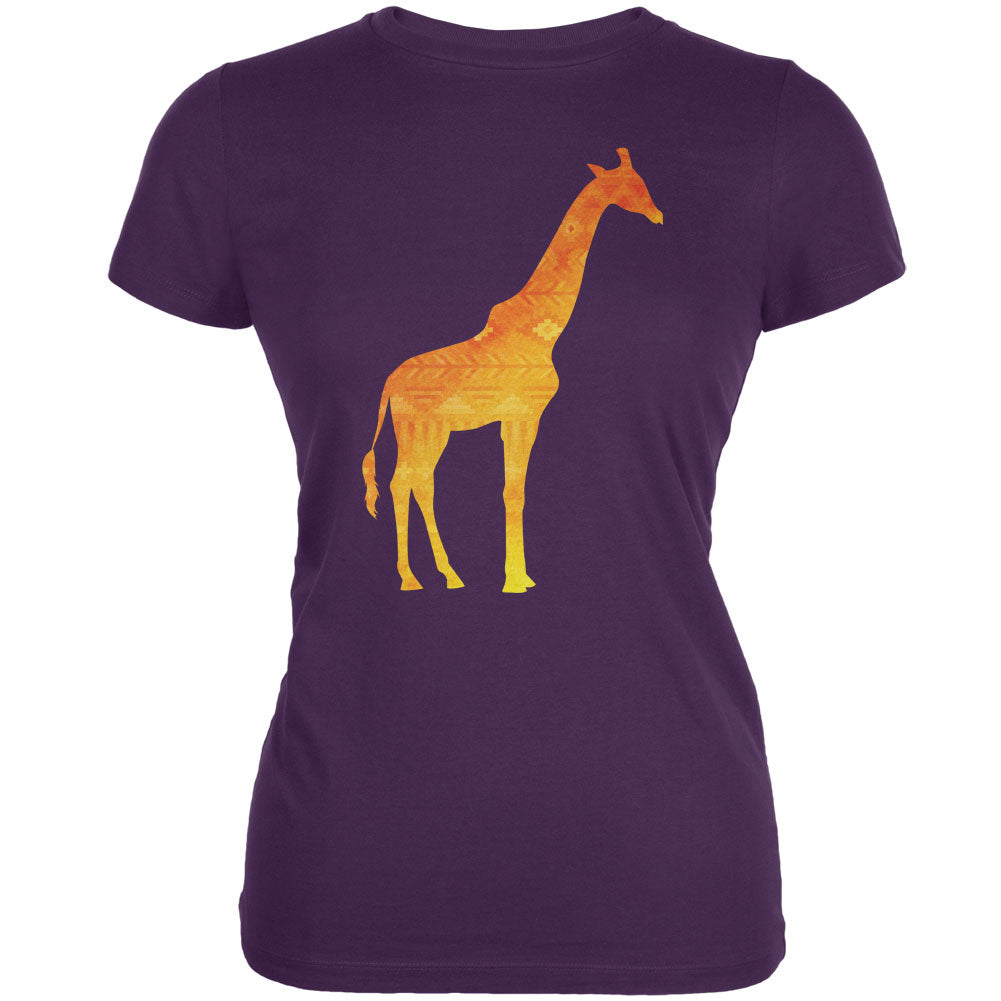 African Spirit Animal Giraffe Purple Juniors Soft T-Shirt Juniors T-Shirts Old Glory 2XL Purple 