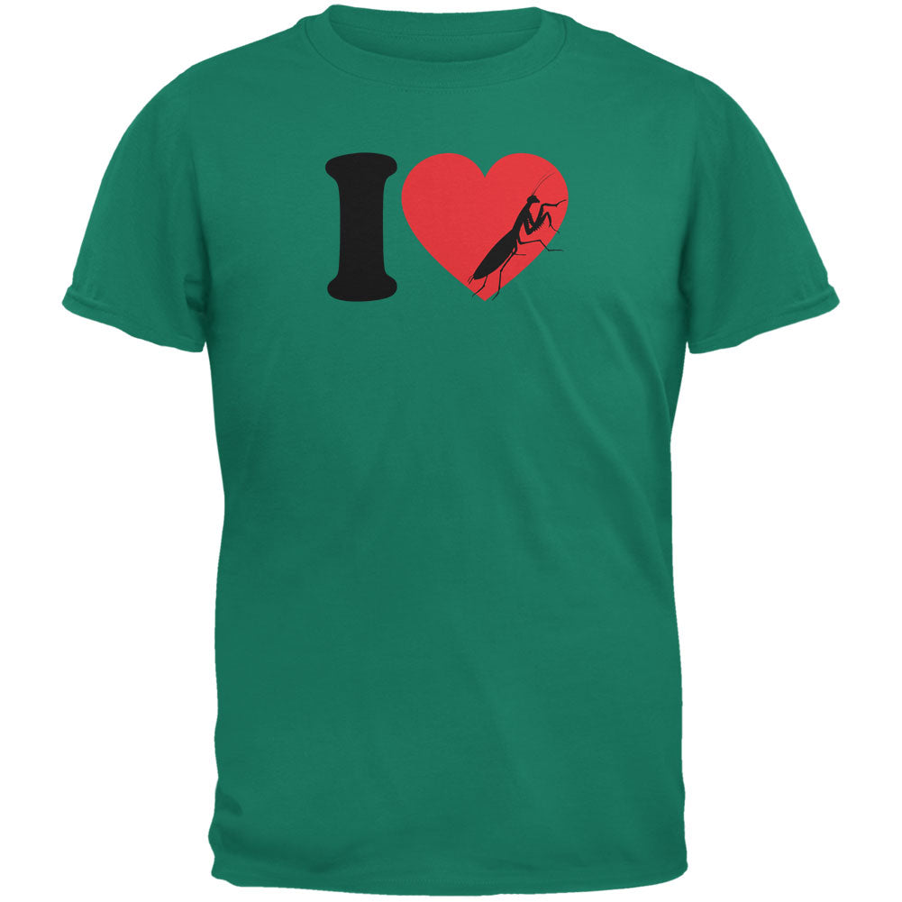 I Heart Love Praying Mantis Jade Green Adult T-Shirt Men's T-Shirts Old Glory 2XL Green 