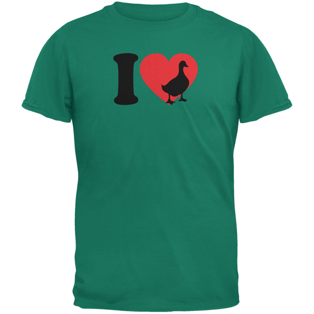 I Heart Love Duck Ducks Jade Green Adult T-Shirt Men's T-Shirts Old Glory 2XL Green 