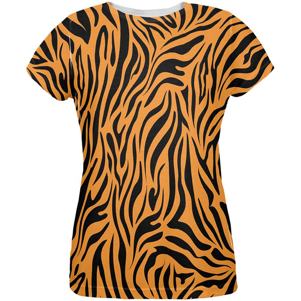 Zebra Print Orange All Over Womens T-Shirt Women's T-Shirts Old Glory 2XL Multi 