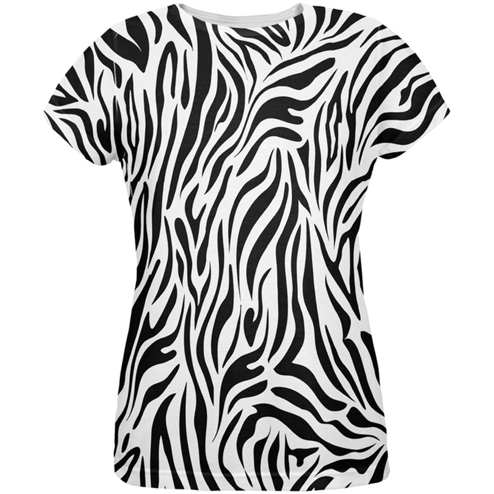 Zebra Print White All Over Womens T-Shirt Women's T-Shirts Old Glory 2XL Multi 