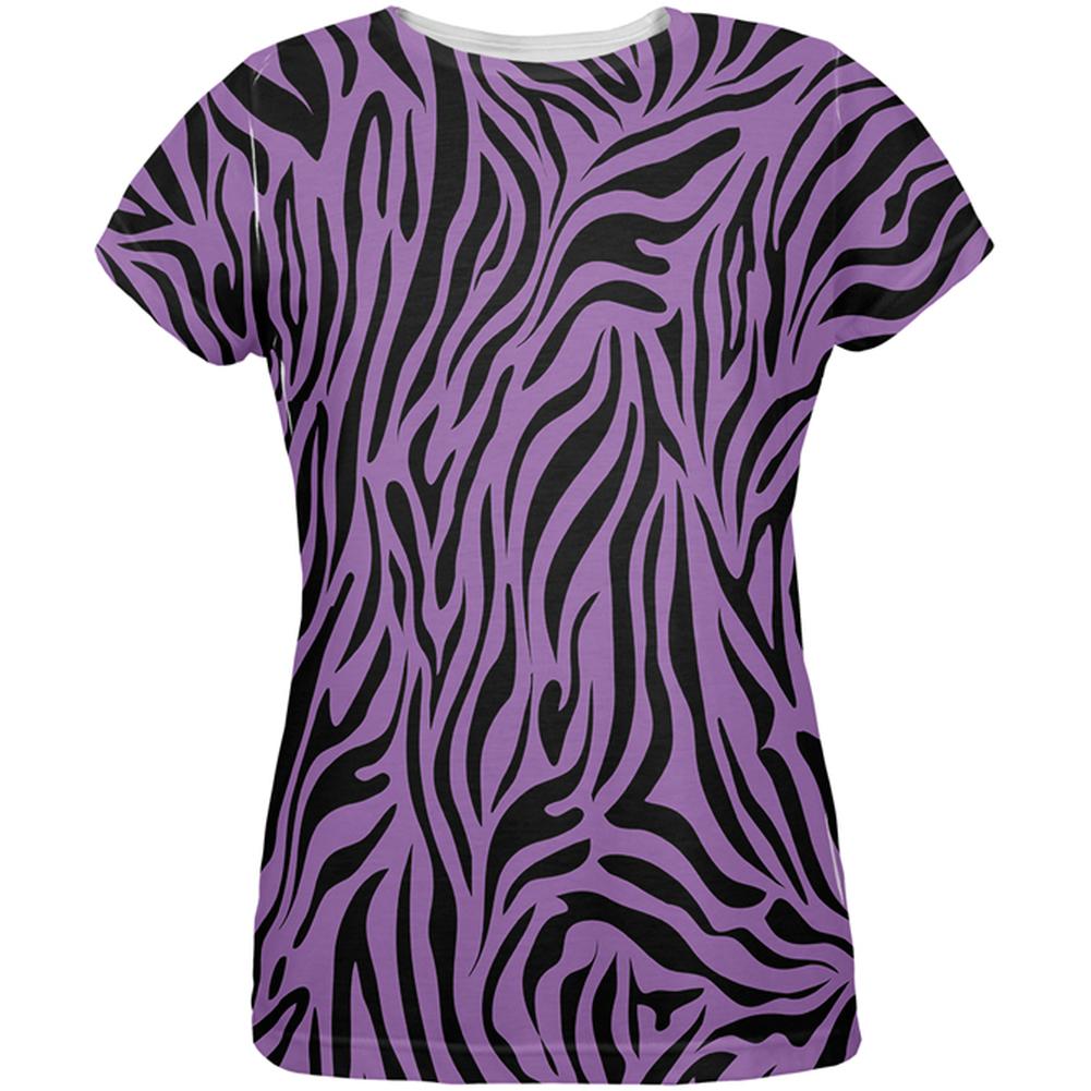 Zebra Print Purple All Over Womens T-Shirt Women's T-Shirts Old Glory 2XL Multi 