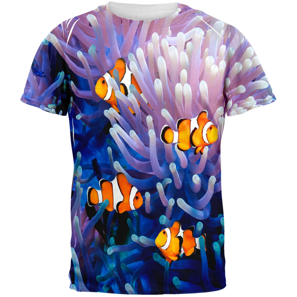 Clownfish Sea Anemone All Over Adult T-Shirt Men's T-Shirts Old Glory 2XL Multi 