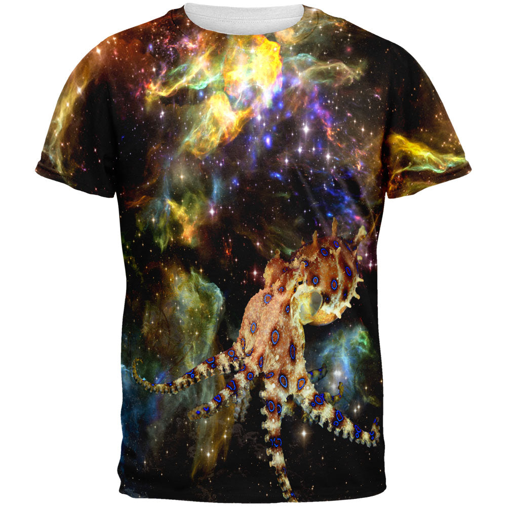 Blue Ringed Octopus IN SPACE All Over Adult T-Shirt Men's T-Shirts Old Glory 2XL Multi 