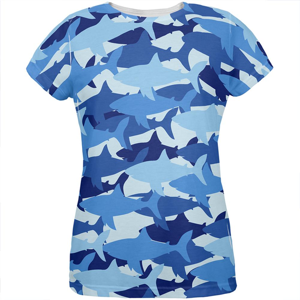 Shark Camo All Over Womens T-Shirt Women's T-Shirts Old Glory 2XL Multi 