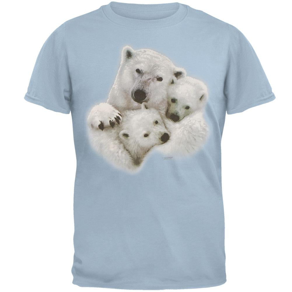 Polar Bear & Cubs Adult T-Shirt Men's T-Shirts Animalworld   