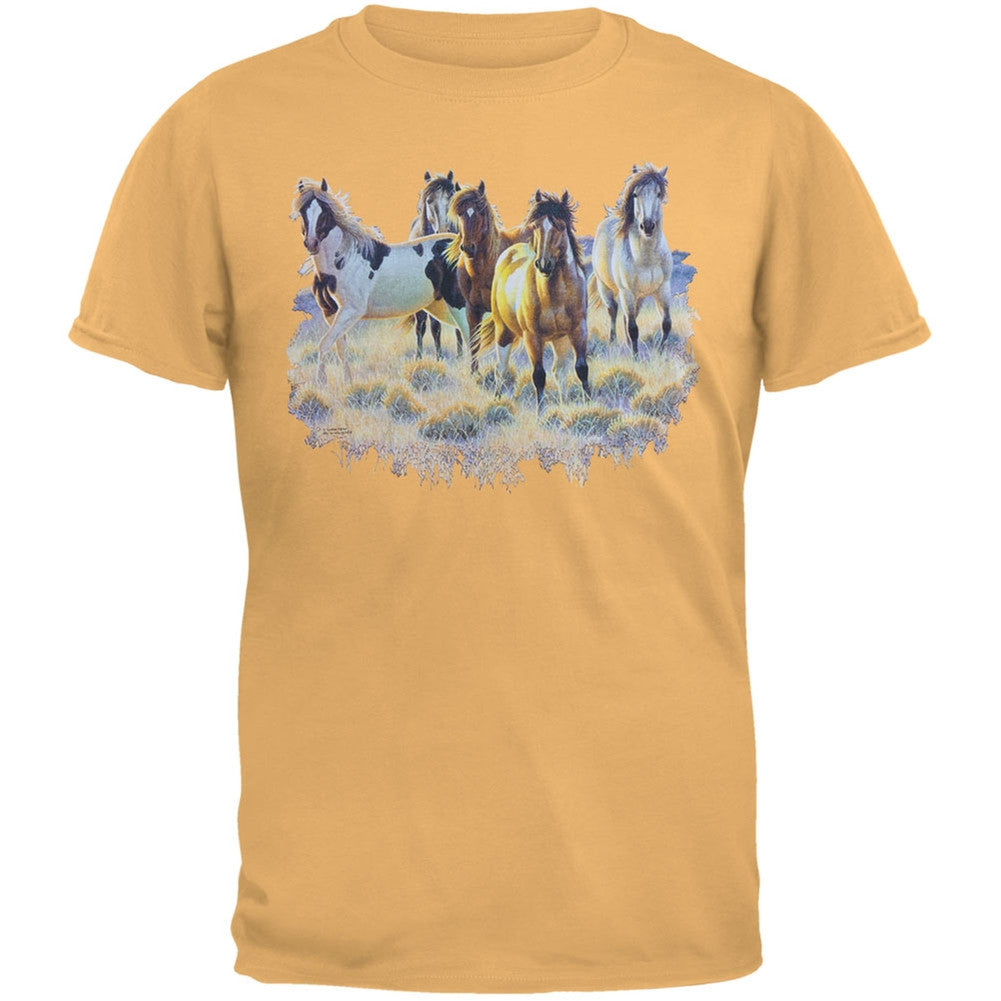 Horses In Meadow Adult T-Shirt Men's T-Shirts Animalworld   