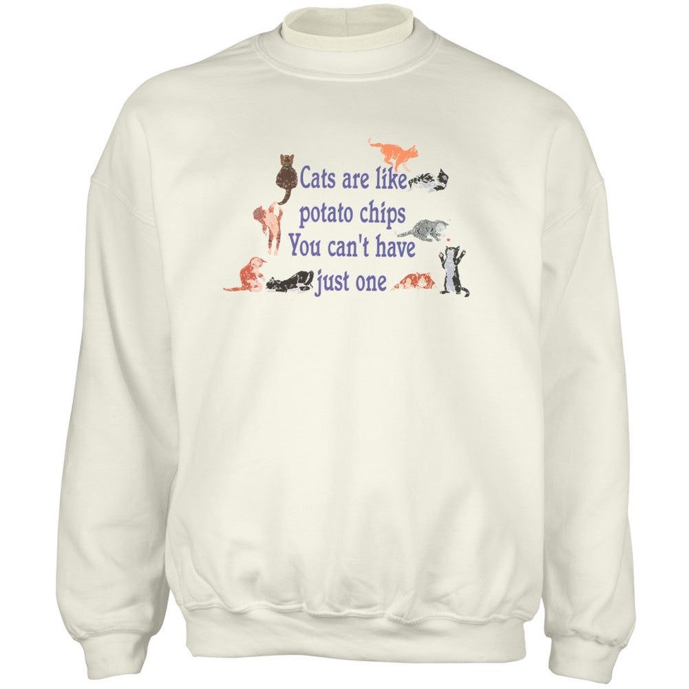 Cats Are Like Potato Chips Adult Crew Sweatshirt Sweatshirts Animalworld   