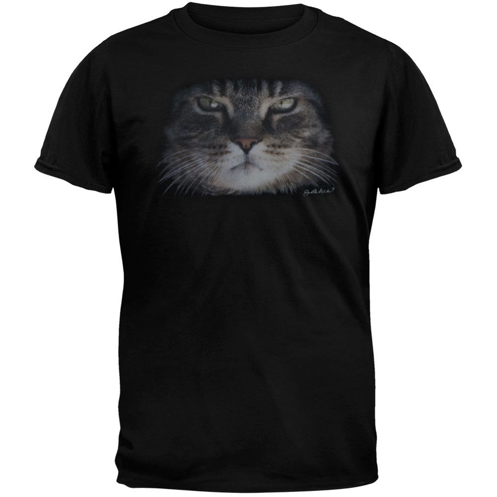 Serious Cat Face Adult T-Shirt Men's T-Shirts Animalworld   