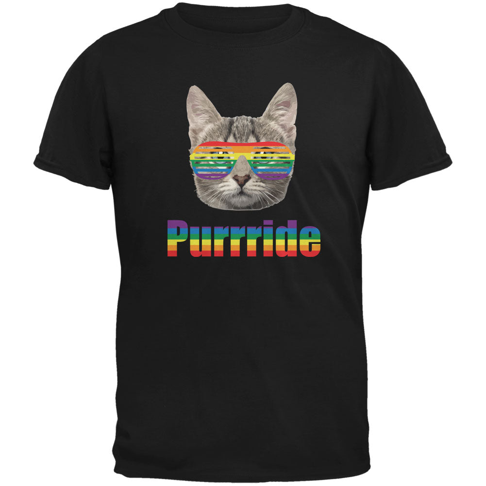 LGBT Purride Funny Cat Black Adult T-Shirt Men's T-Shirts Old Glory 2XL Black 