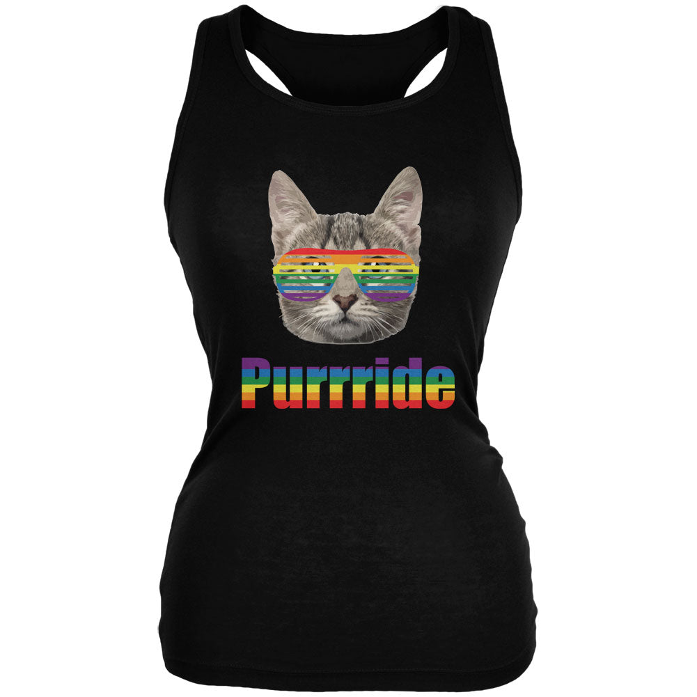 LGBT Purride Funny Cat Black Juniors Soft Tank Top Tank Tops Old Glory 2XL Black 