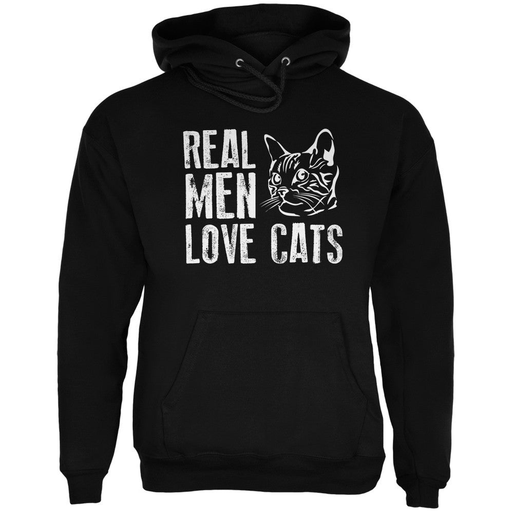 Real Men Love Cats Black Adult Hoodie Sweatshirts Old Glory 2XL Black 