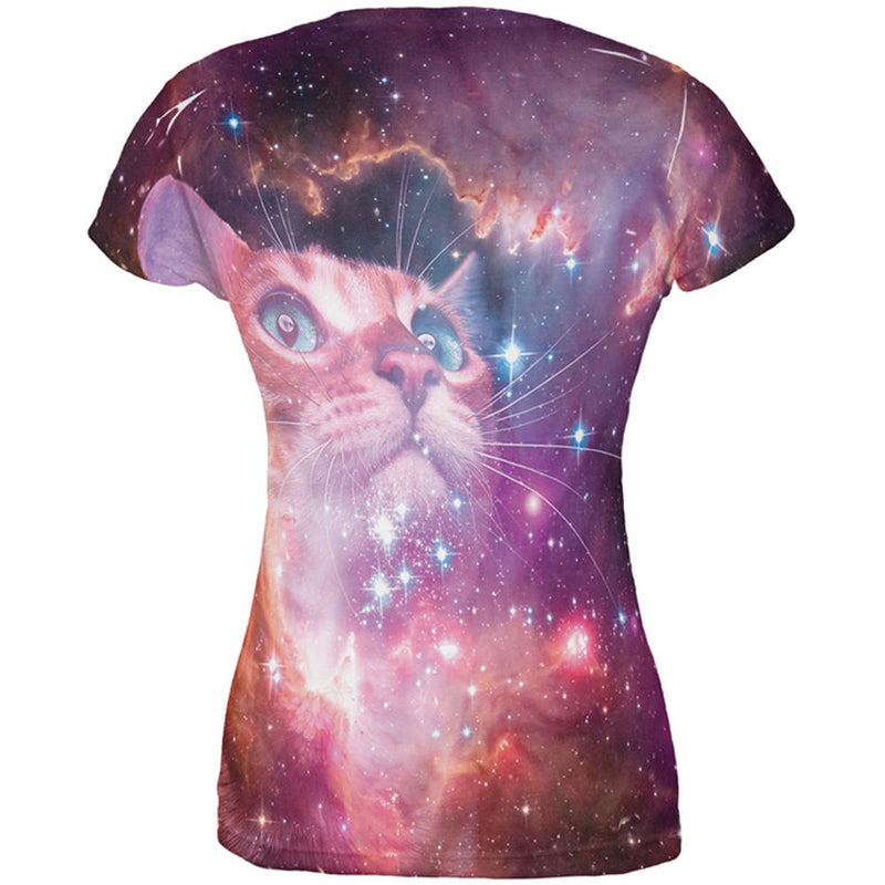 Galaxy Cat All Over Juniors T-Shirt Juniors T-Shirts Old Glory   