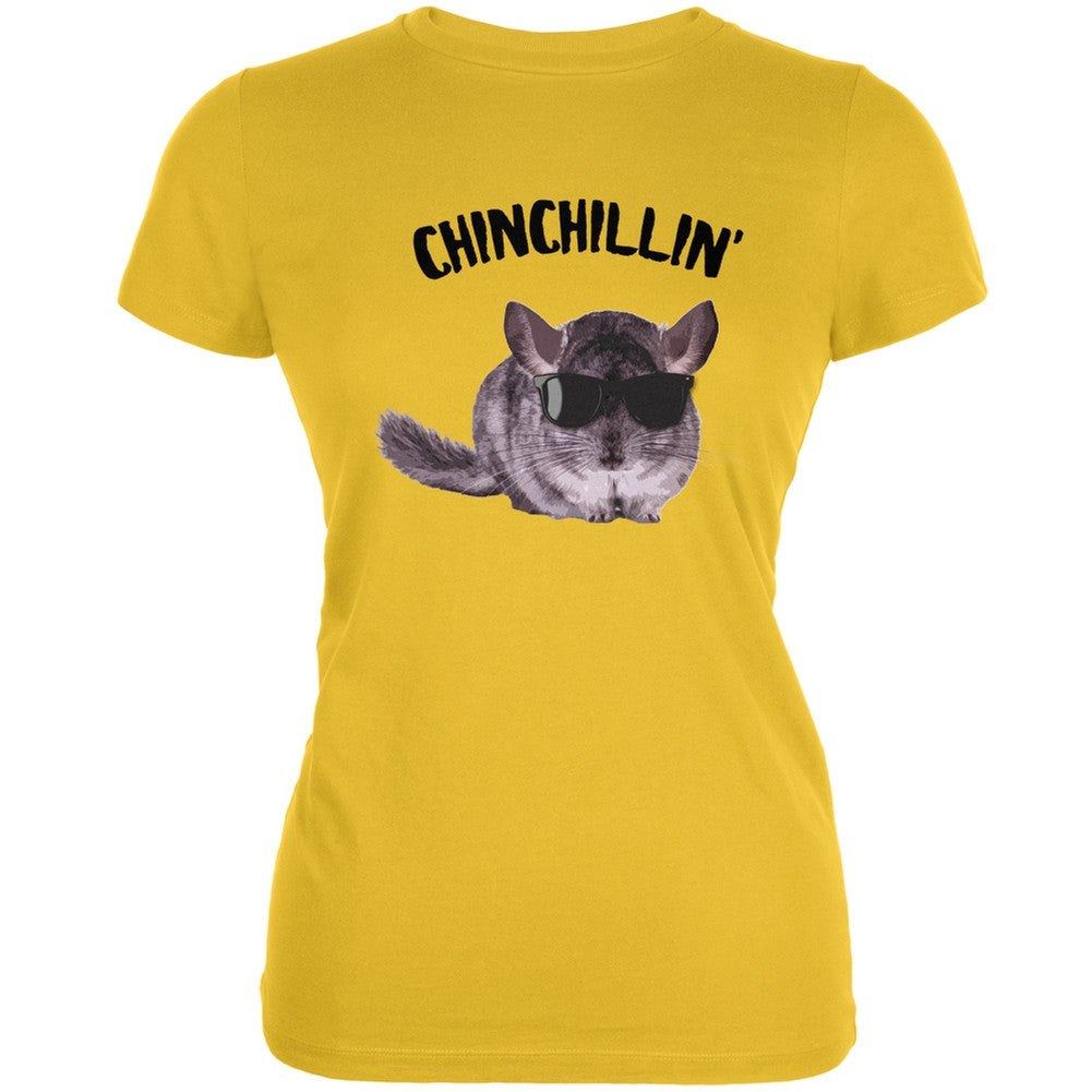 Chinchillin Chinchilla Bright Yellow Juniors Soft T-Shirt Juniors T-Shirts Old Glory 2XL Yellow 