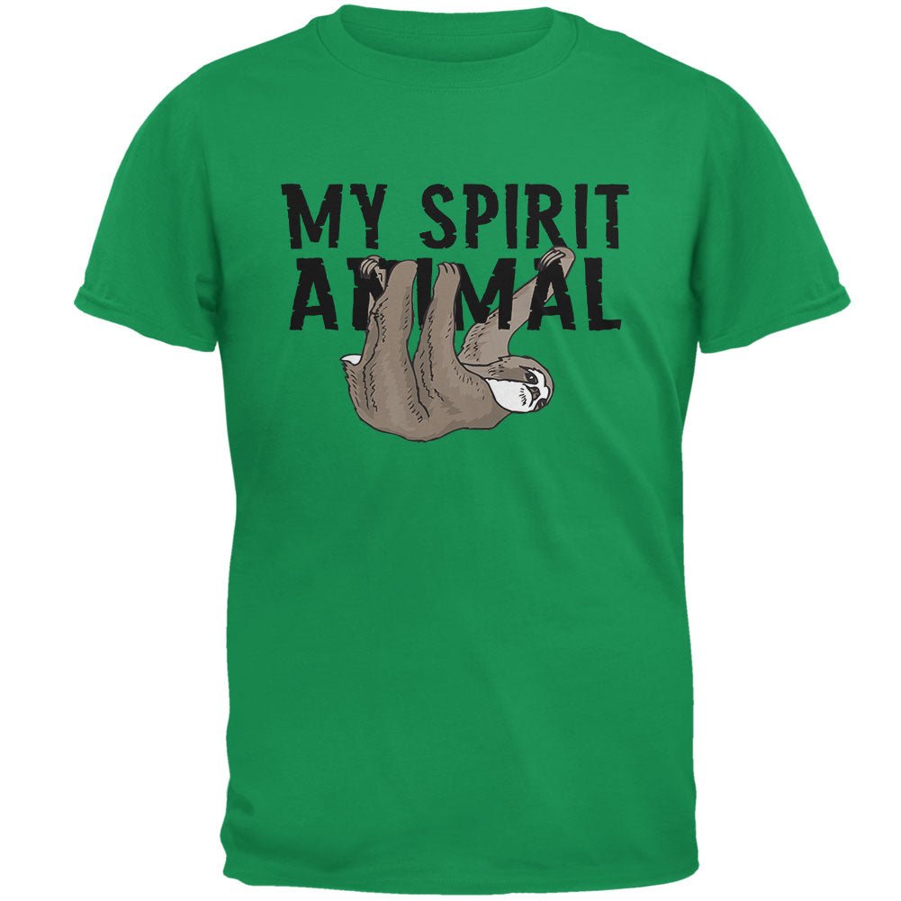 Sloth My Spirit Animal Irish Green Adult T-Shirt Men's T-Shirts Old Glory 2XL Irish Green 