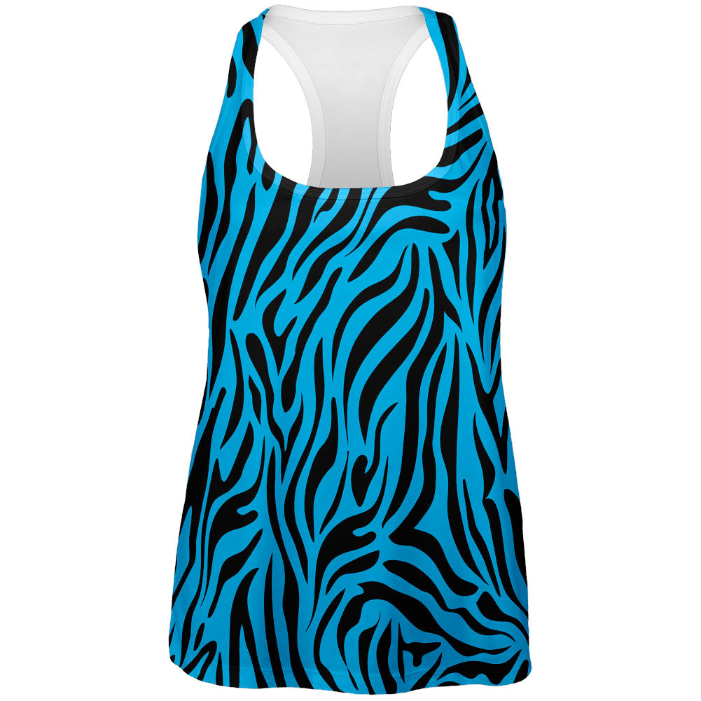 Zebra Print Blue All Over Womens Tank Top Tank Tops Old Glory 2XL Multi 