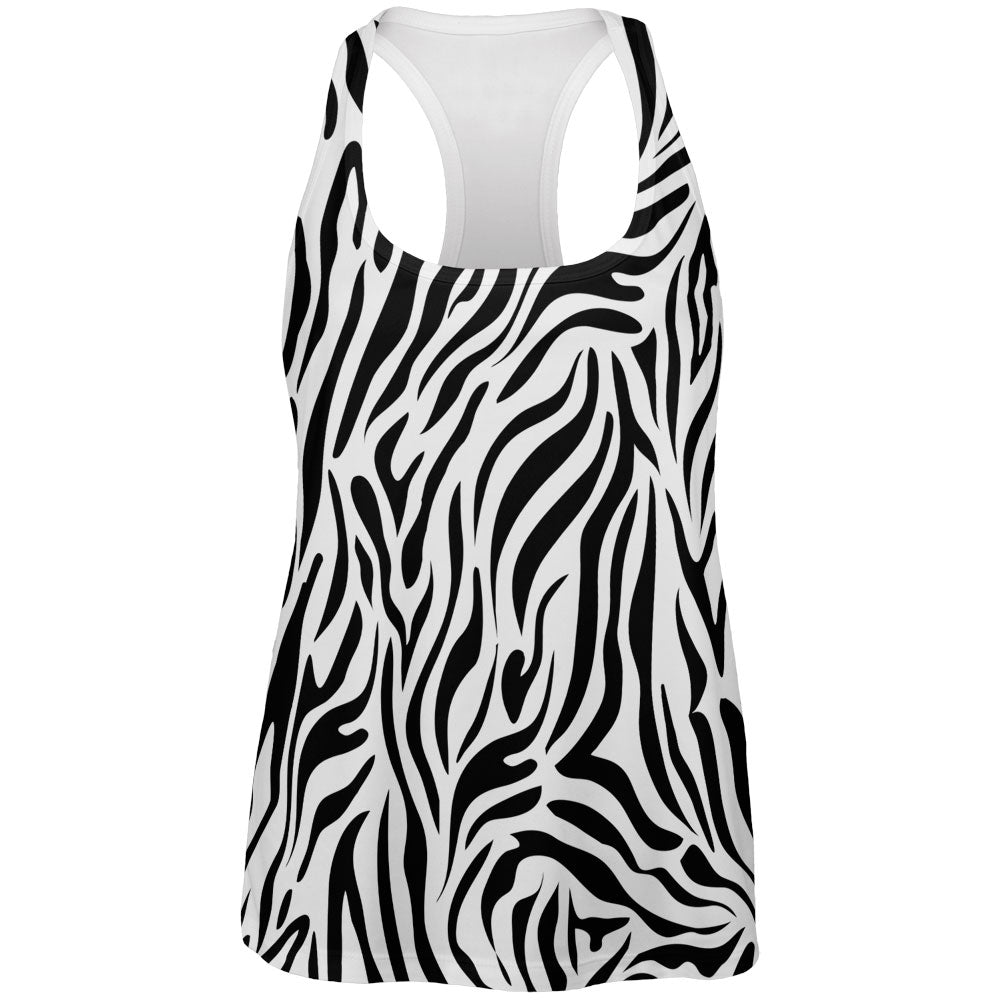 Zebra Print White All Over Womens Tank Top Tank Tops Old Glory 2XL White 