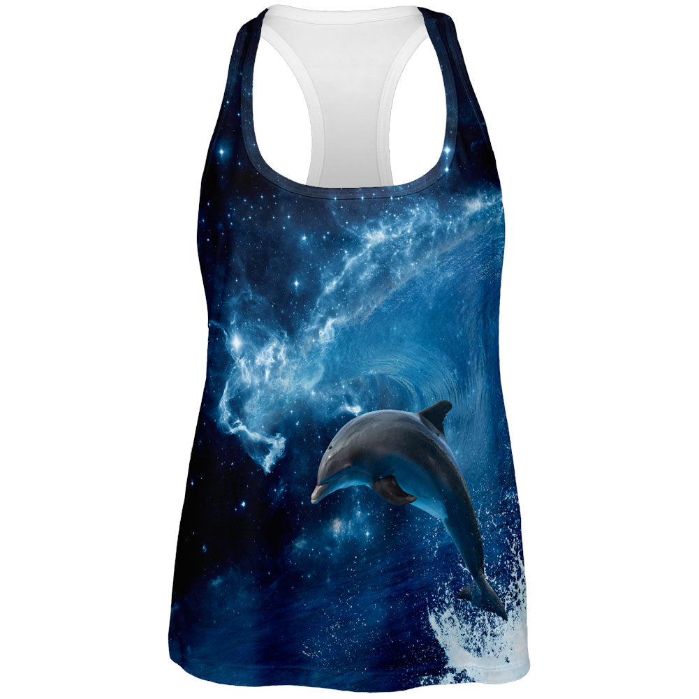 Dolphin IN SPACE Ocean Wave All Over Womens Tank Top Tank Tops Old Glory 2XL Multi 