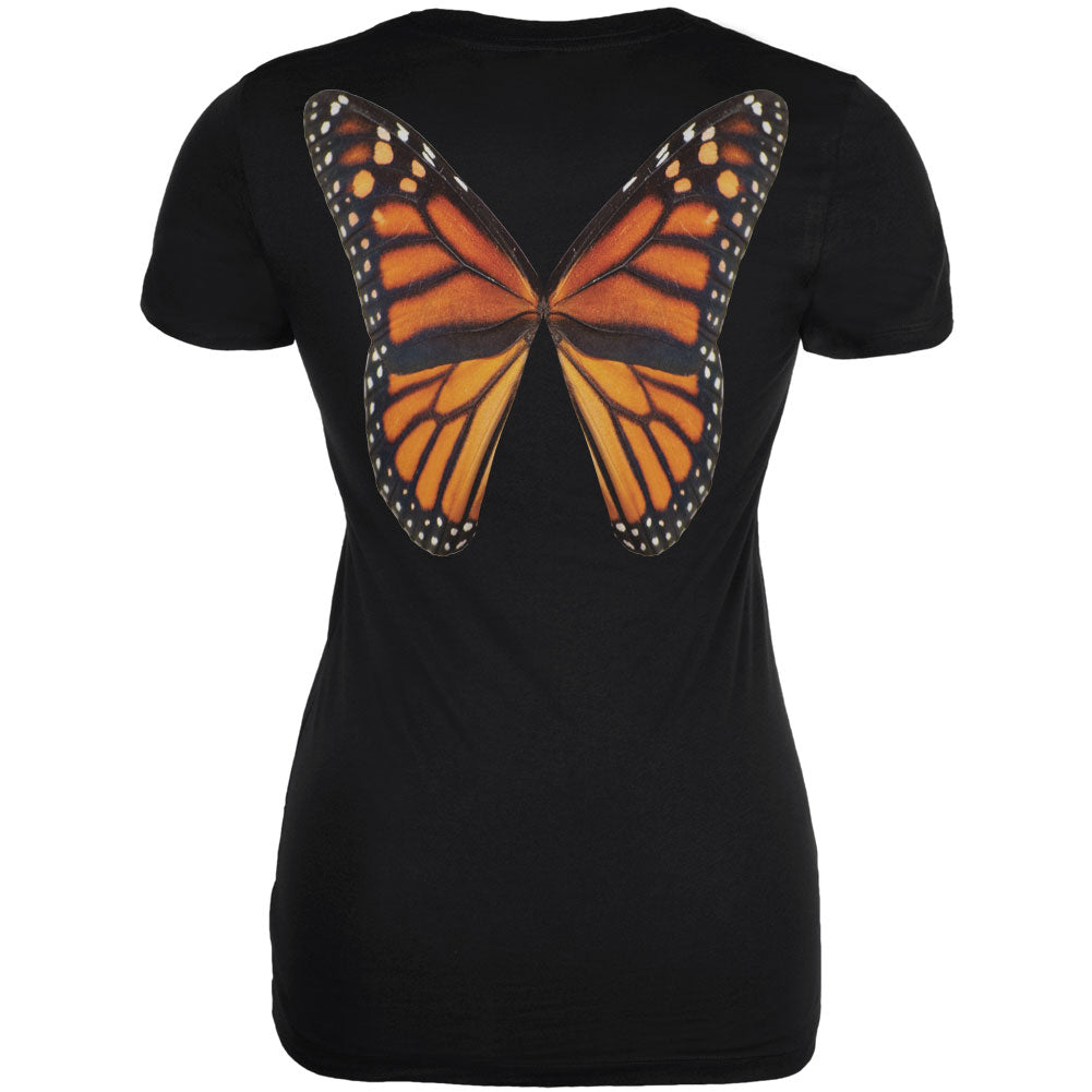 Monarch Butterfly Wings Costume Black Juniors Soft T-Shirt Juniors T-Shirts Old Glory 2XL Black 