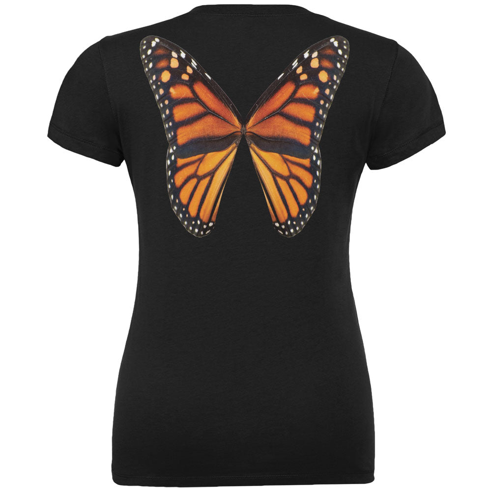 Monarch Butterfly Wings Costume Black Juniors V-Neck T-Shirt Juniors Tank Tops Old Glory 2XL Black 