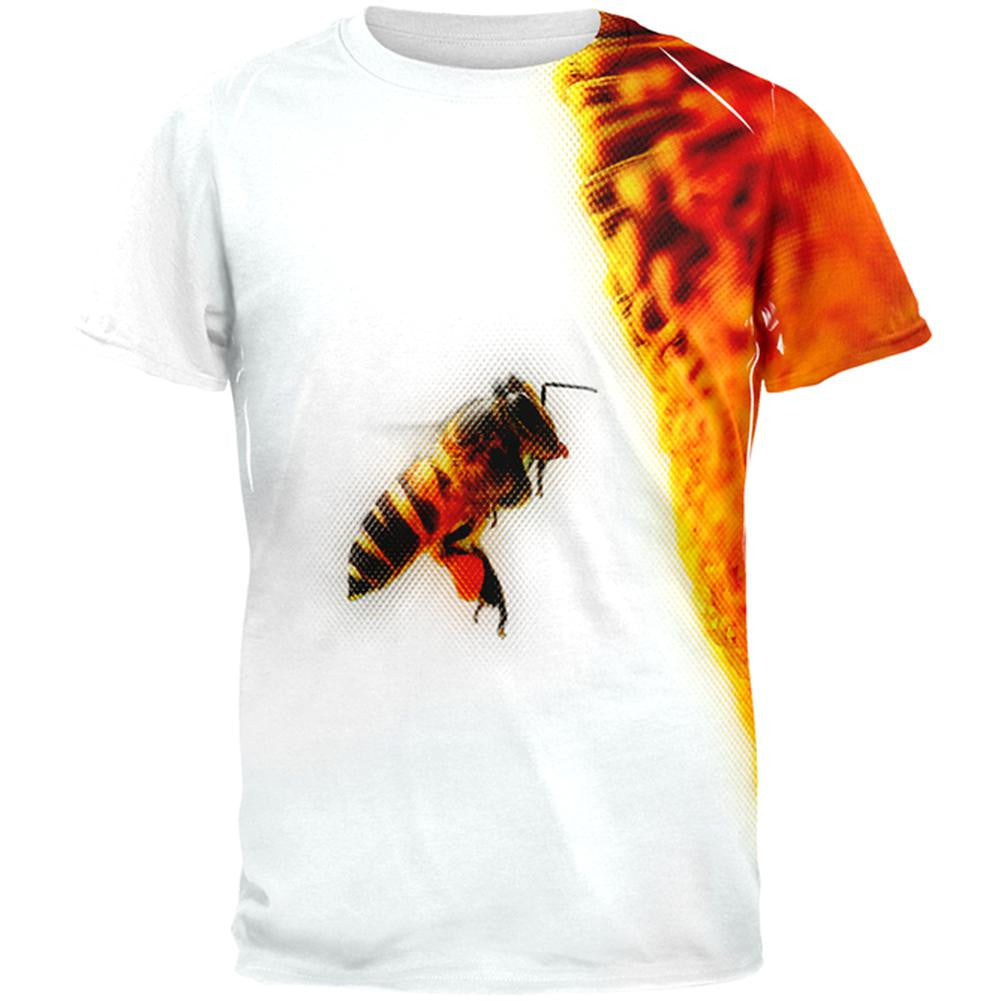 Honey Bee in Flight All Over Adult T-Shirt Men's T-Shirts Old Glory 2XL Multi 