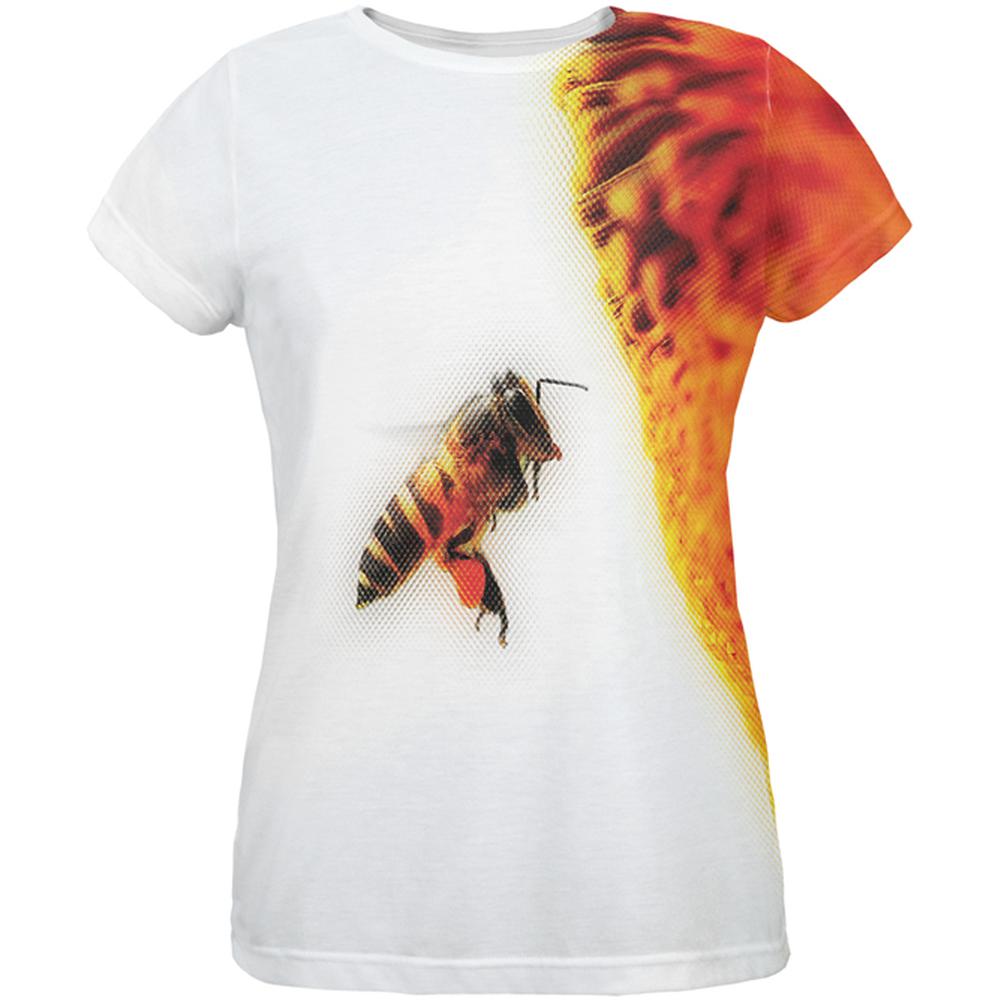 Honey Bee in Flight All Over Womens T-Shirt Women's T-Shirts Old Glory 2XL Multi 