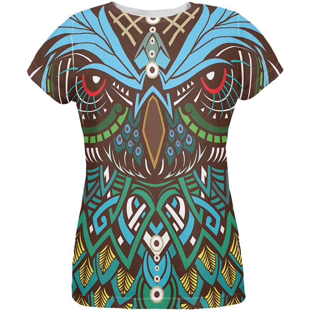 Trippy Owl All Over Womens T-Shirt Women's T-Shirts Old Glory 2XL Multi 