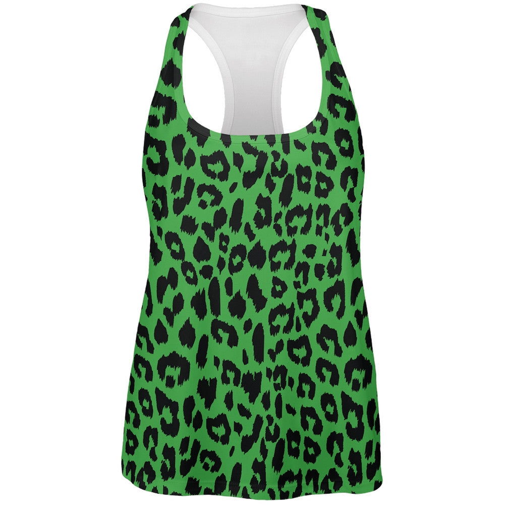 Green Cheetah Print All Over Womens Work Out Tank Top Tank Tops Old Glory 2XL Multi 