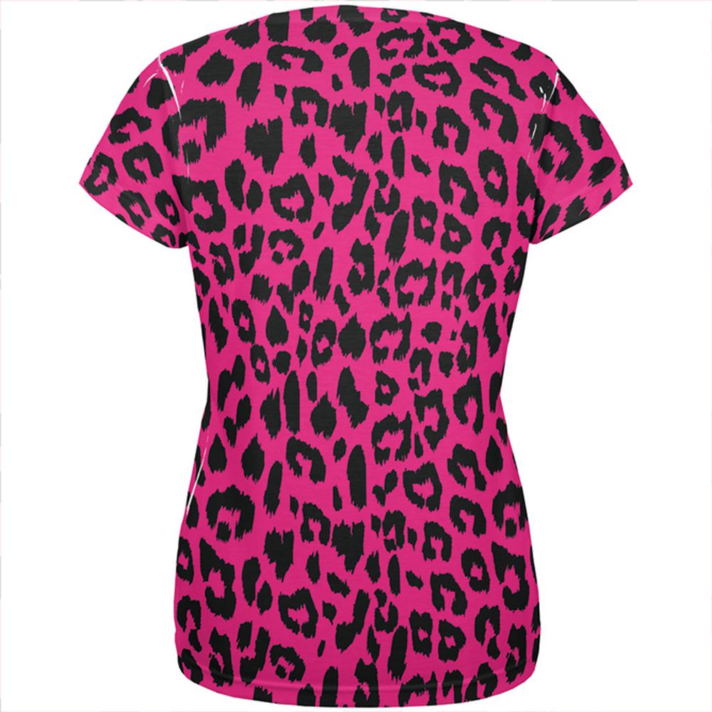 Pink Cheetah Print All Over Womens T-Shirt Women's T-Shirts Old Glory   