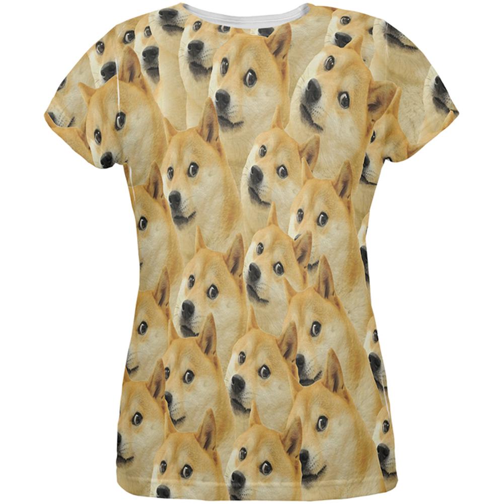 Doge Meme All Over Womens T-Shirt Women's T-Shirts Old Glory 2XL Multi 