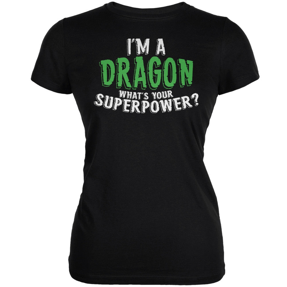 I'm A Dragon What's Your Superpower Navy Juniors Soft T-Shirt Juniors T-Shirts Old Glory 2XL Dark Blue 