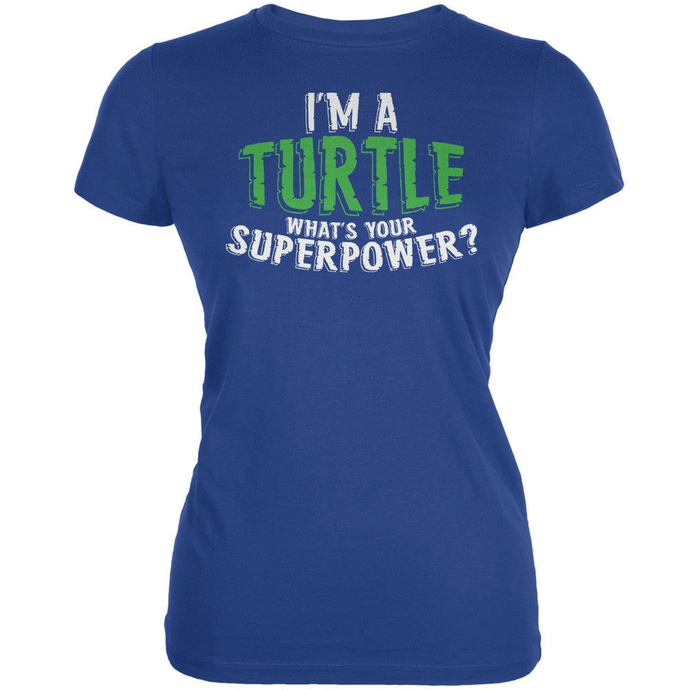 I'm A Turtle What's Your Superpower Royal Juniors Soft T-Shirt Juniors T-Shirts Old Glory 2XL Blue 