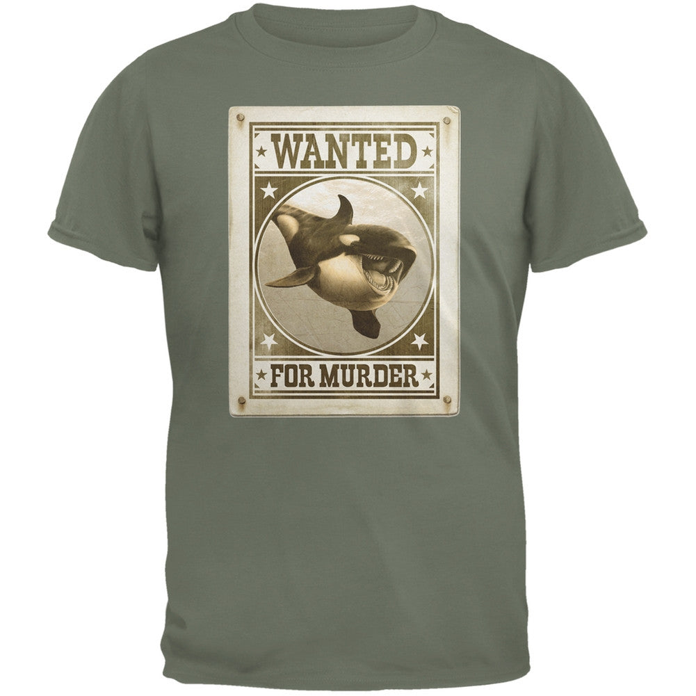 Orca Killer Whale Wanted For Murder Natural Adult T-Shirt Men's T-Shirts Old Glory 2XL Off-White 