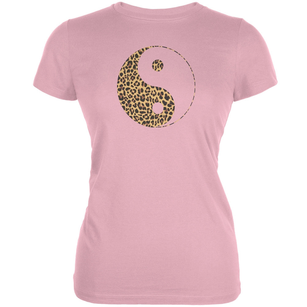 Cheetah Print Yin Yang Pink Juniors Soft T-Shirt Juniors T-Shirts Old Glory 2XL Light Pink 