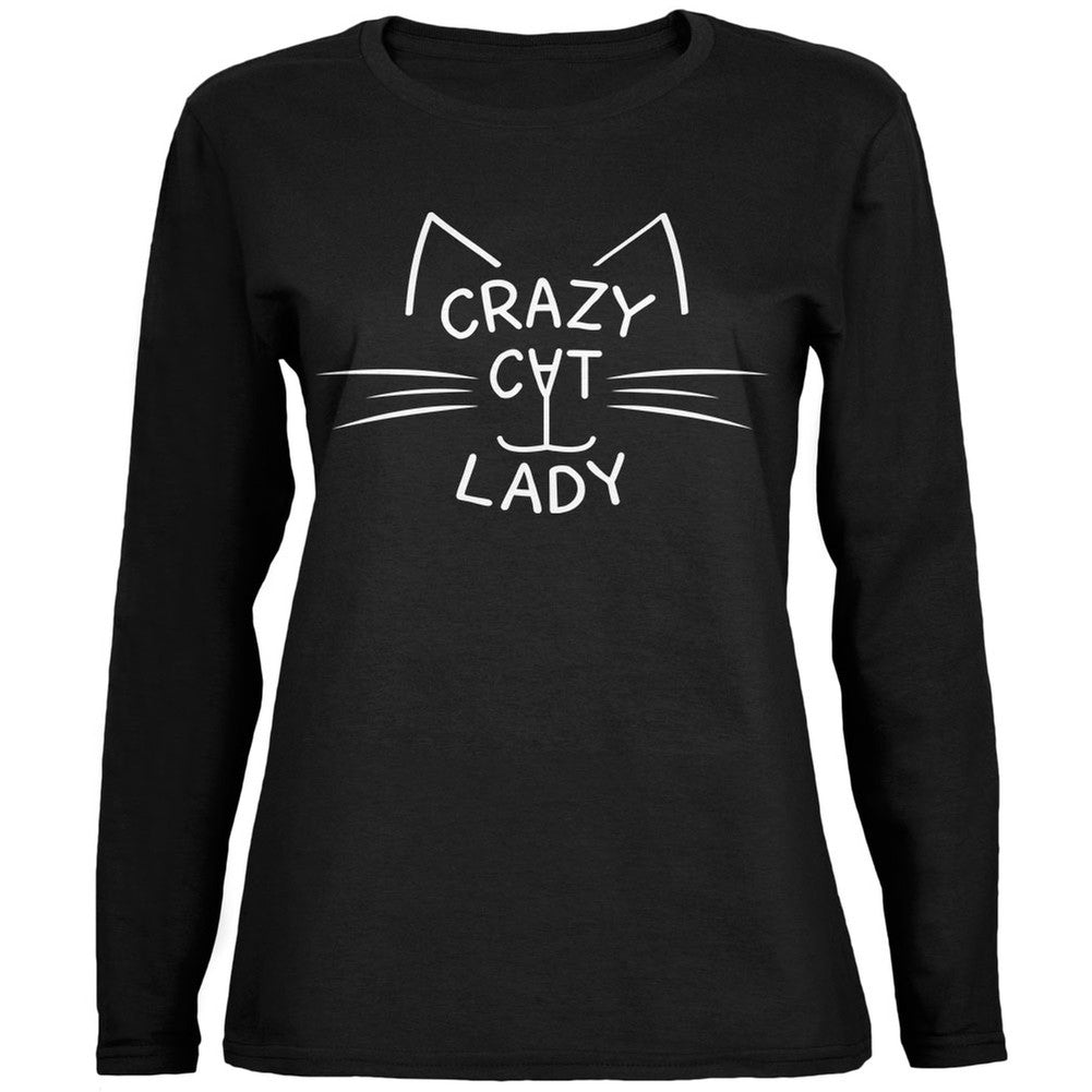 Crazy Cat Lady Black Womens Long Sleeve T-Shirt Long Sleeve T-Shirts Old Glory   