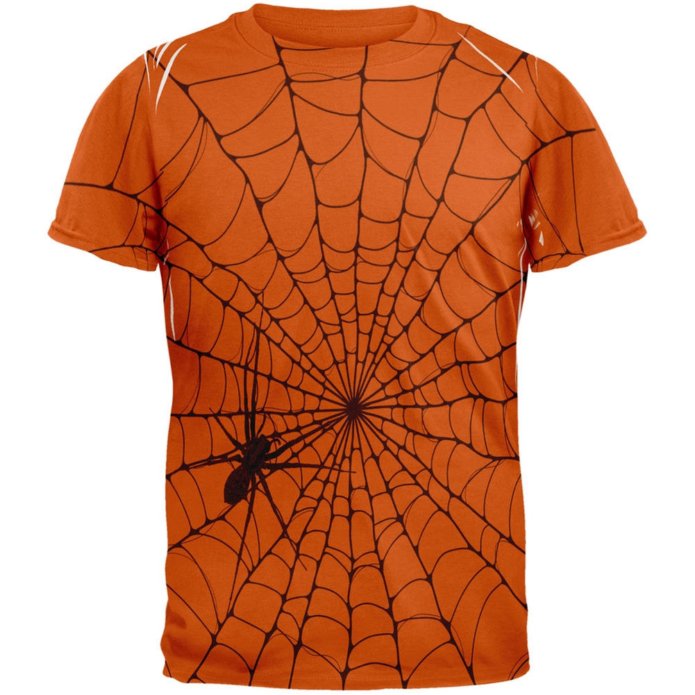 Halloween Giant House Spider Spider Web All Over Texas Orange Adult T-Shirt Men's T-Shirts Old Glory   