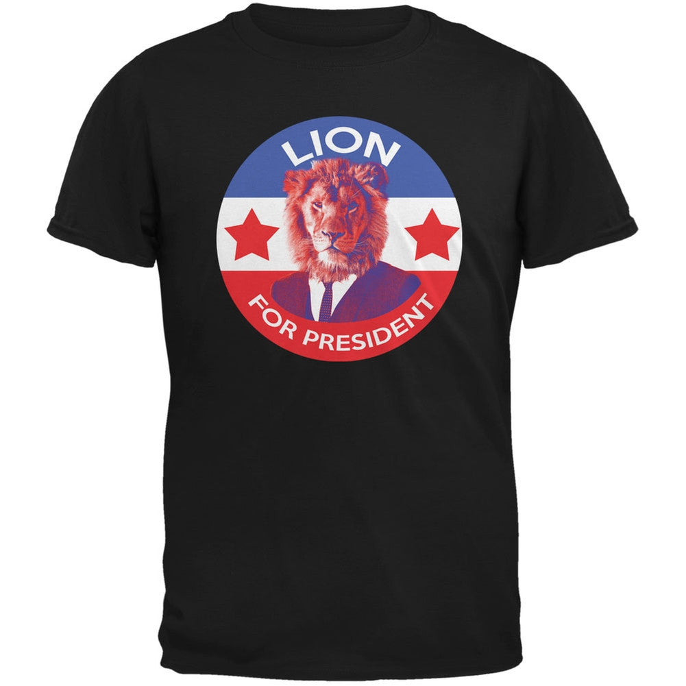 Election 2016 Lion For President Black Adult T-Shirt Men's T-Shirts Old Glory   