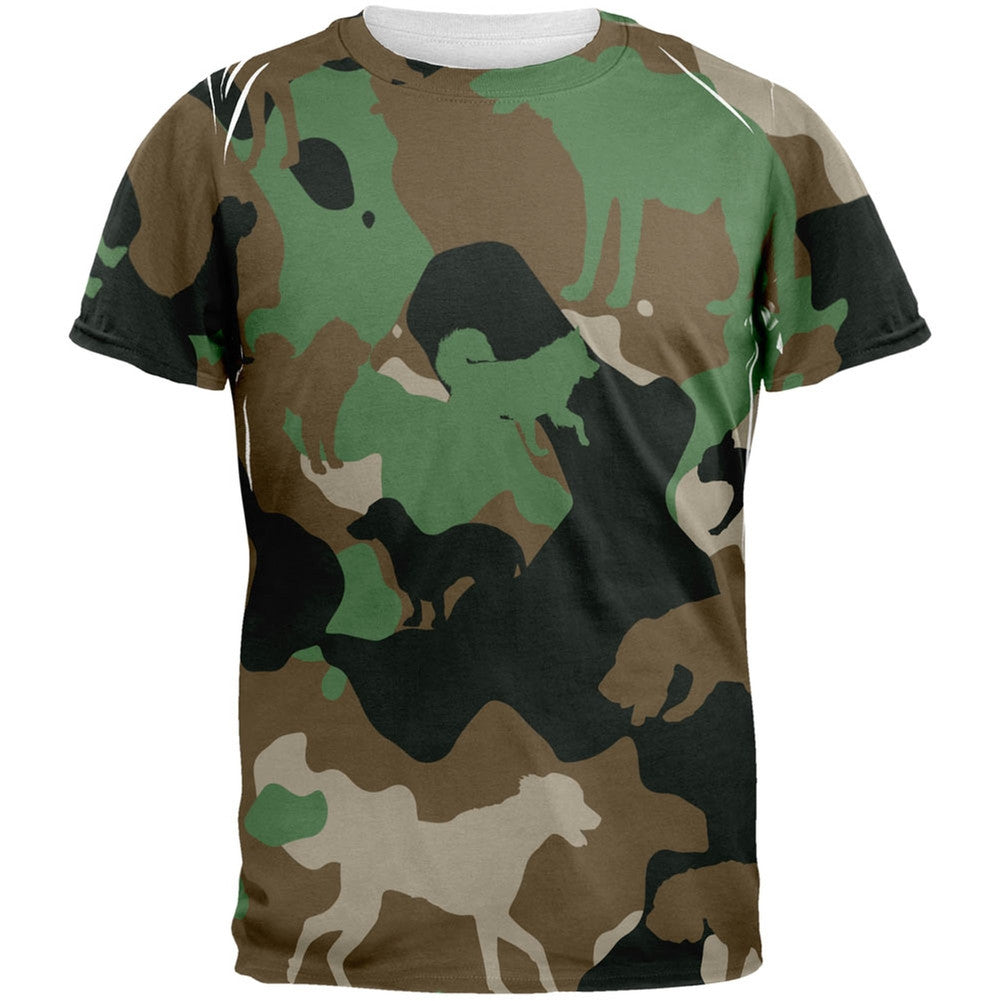 Dog Jungle Camo All Over Adult T-Shirt Men's T-Shirts Old Glory 2XL Multi 