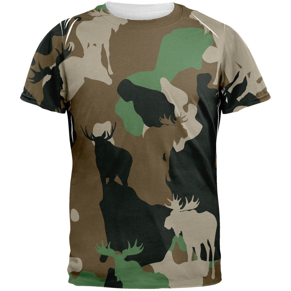 Moose Jungle Camo All Over Adult T-Shirt Men's T-Shirts Old Glory 2XL Multi 