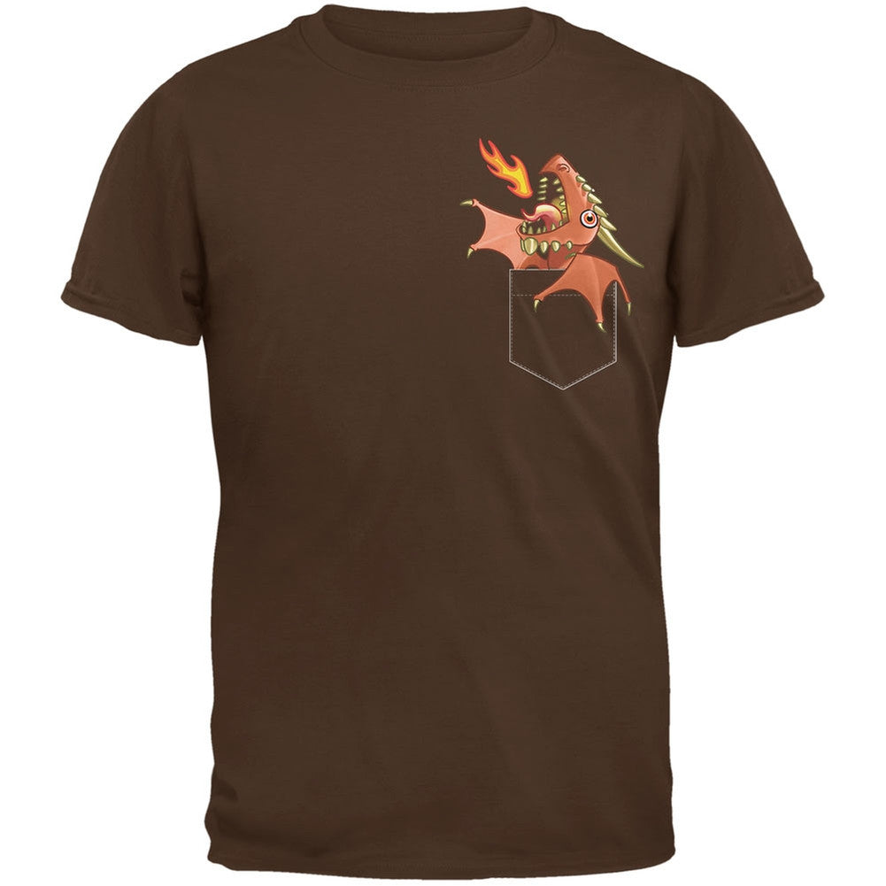 Orange Pocket Dragon Black Adult T-Shirt Men's T-Shirts Old Glory   